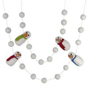 Snowman Felt Christmas Garland- White