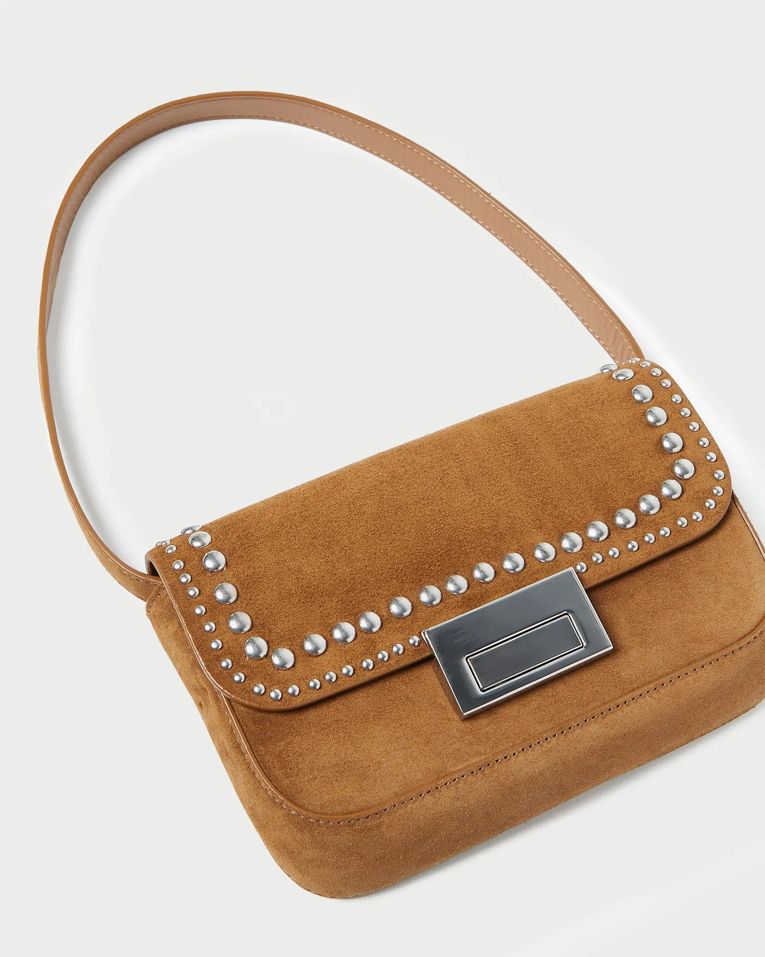 Stefania Cacao Studded Baguette Bag