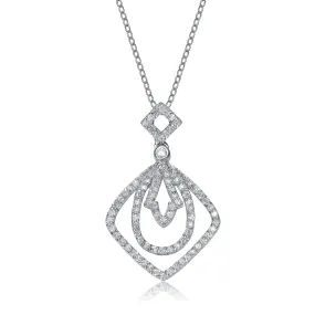 Sterling Silver White Cubic Zirconias Shape Pendant