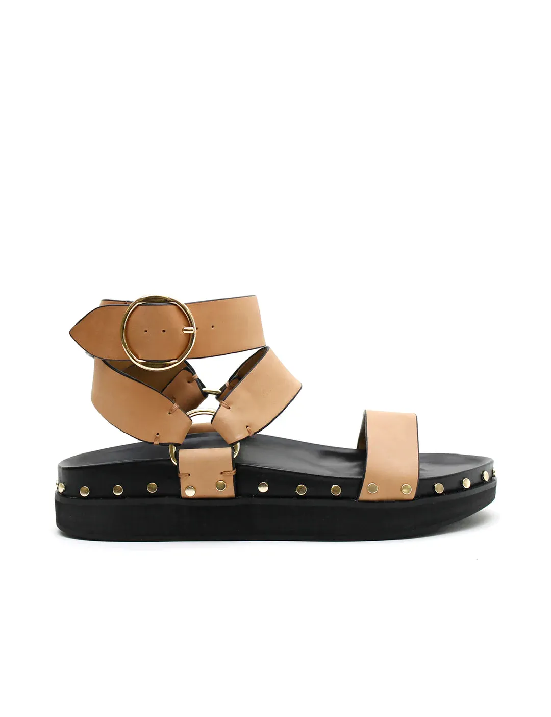 Studded Sandal | Light Tan | Gold