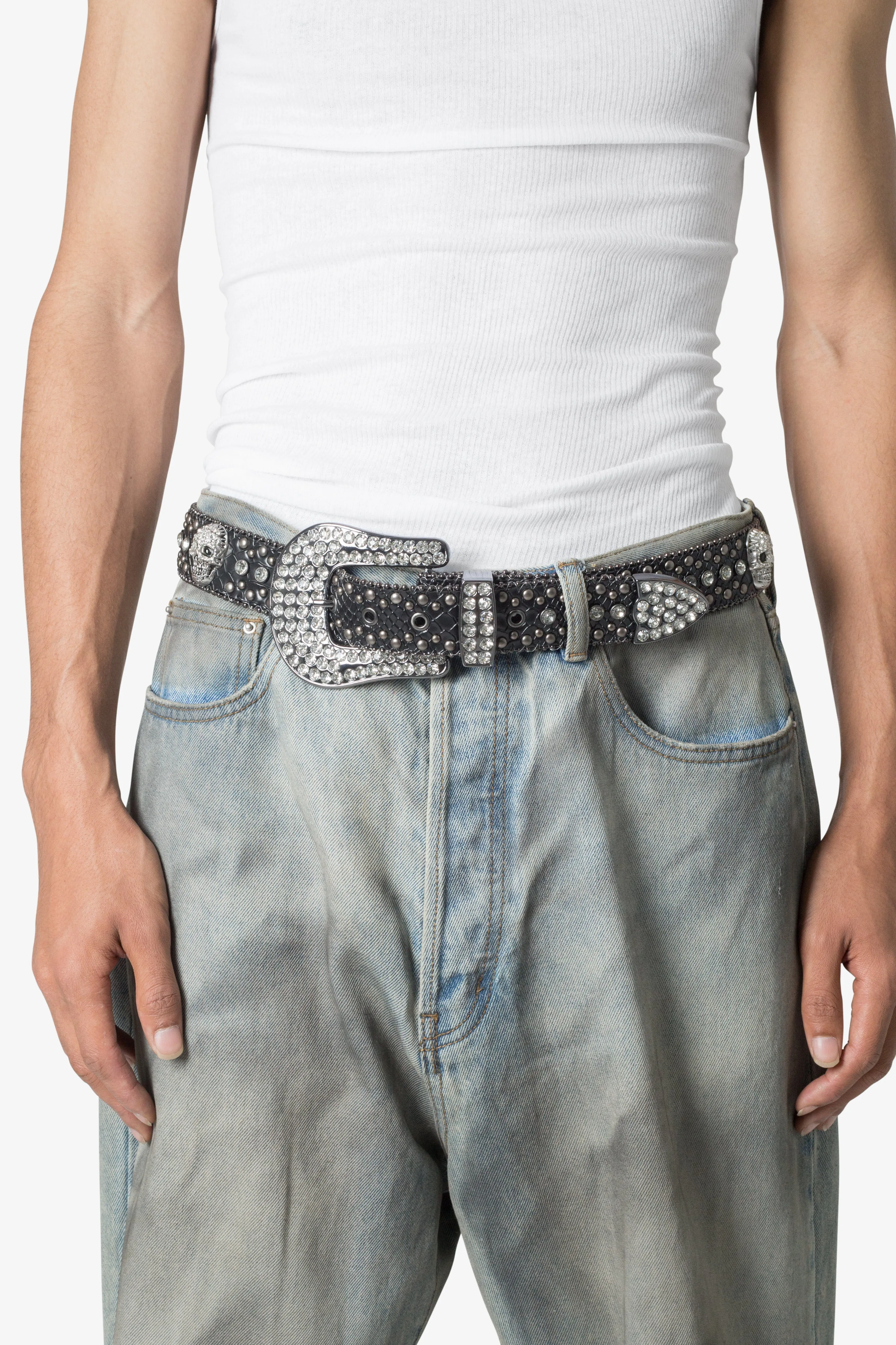 Studded Skull Belt - Black