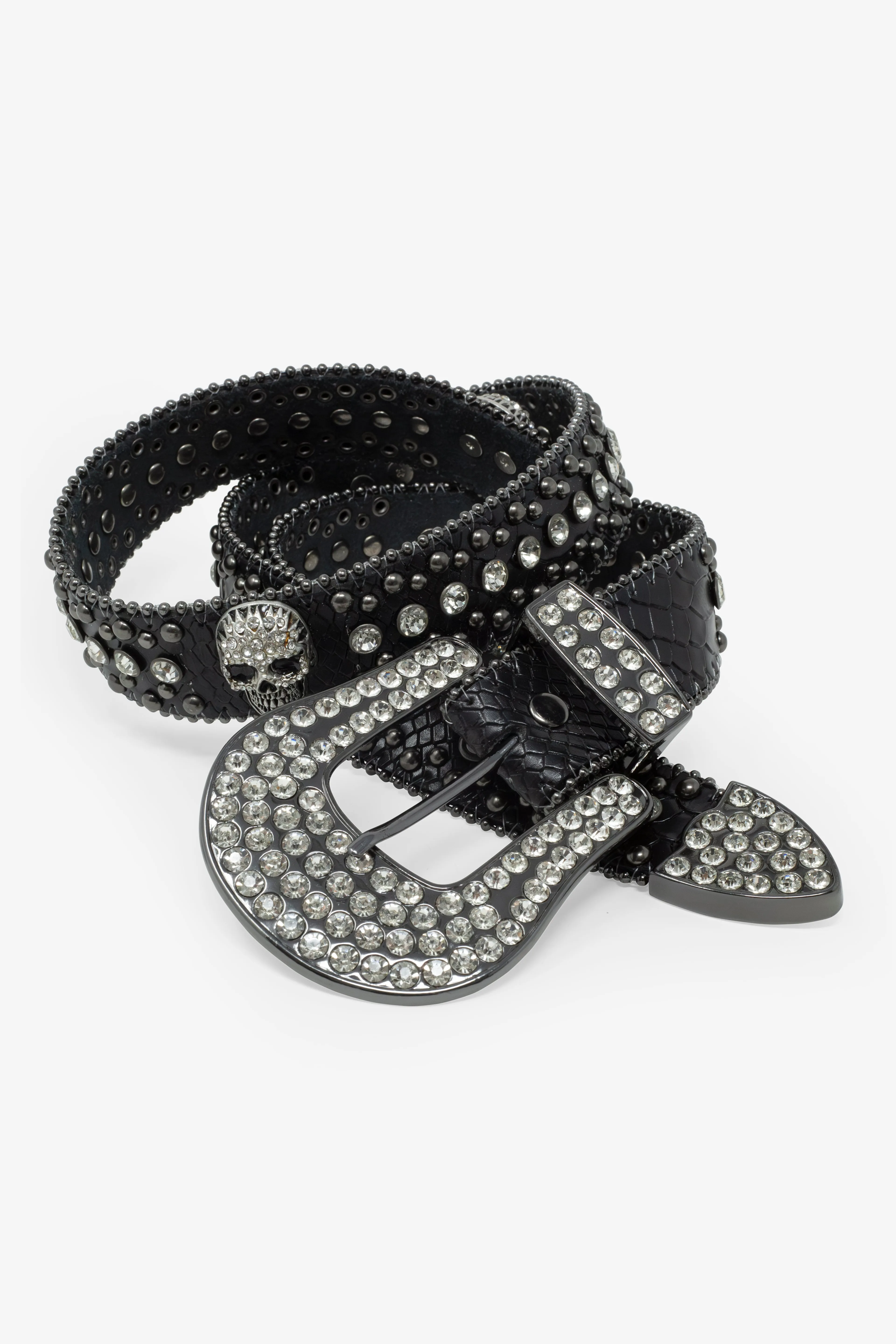 Studded Skull Belt - Black