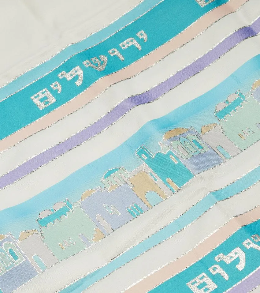 Tallit Set- Aviv Jerusalem City Of Peace In Pastel Colors