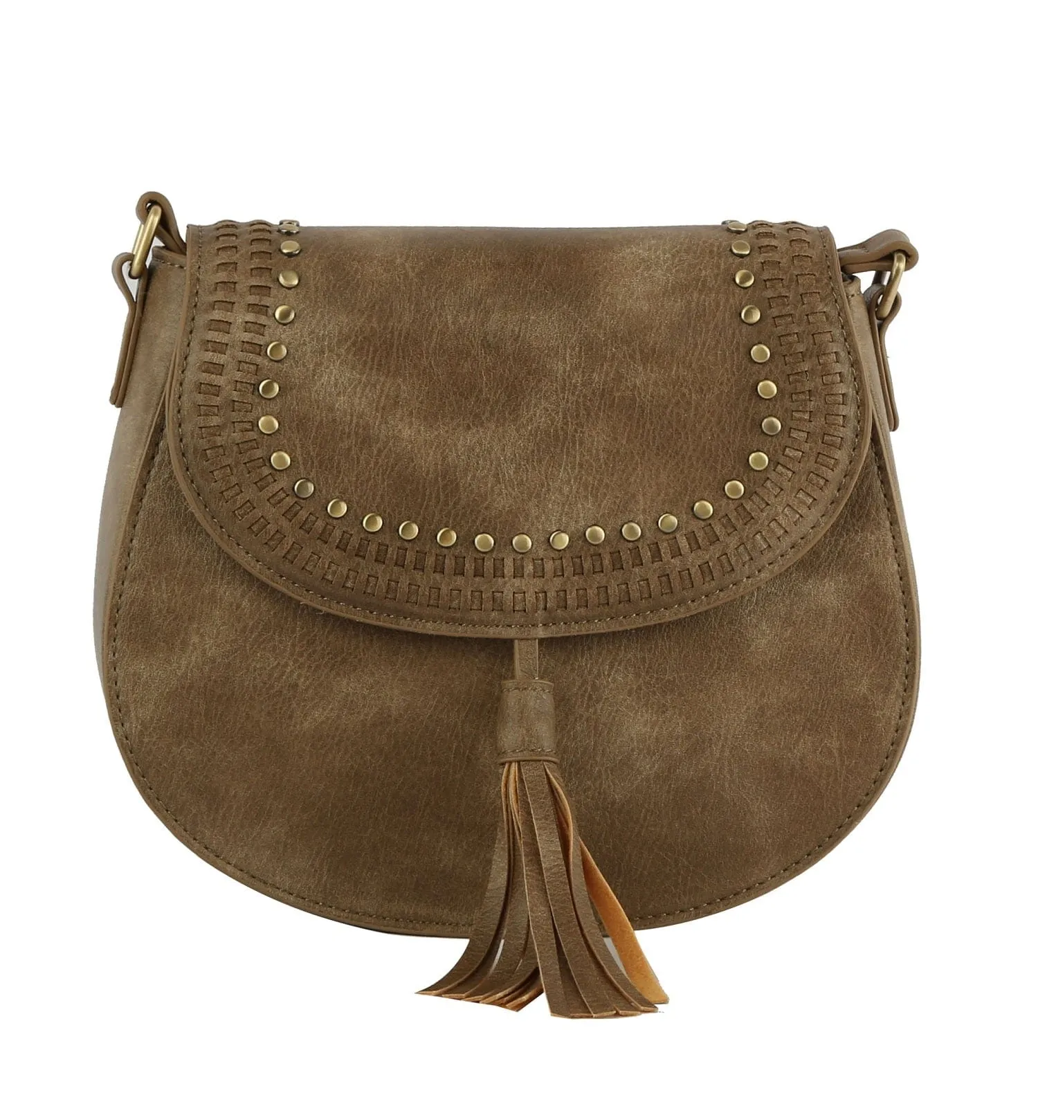 TDM0033 Stud Accent Crossbody w/ Tassel