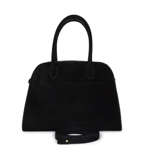 The Row Soft Margaux 10 Bag Black Suede Gold Hardware