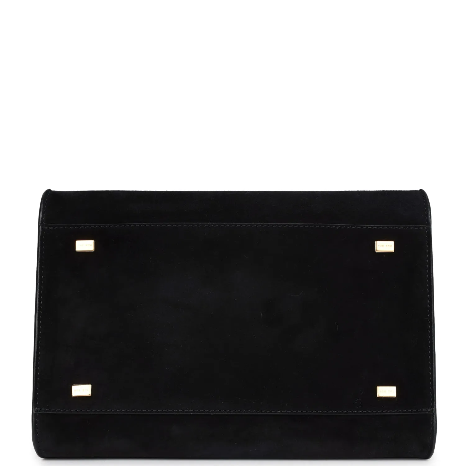 The Row Soft Margaux 10 Bag Black Suede Gold Hardware