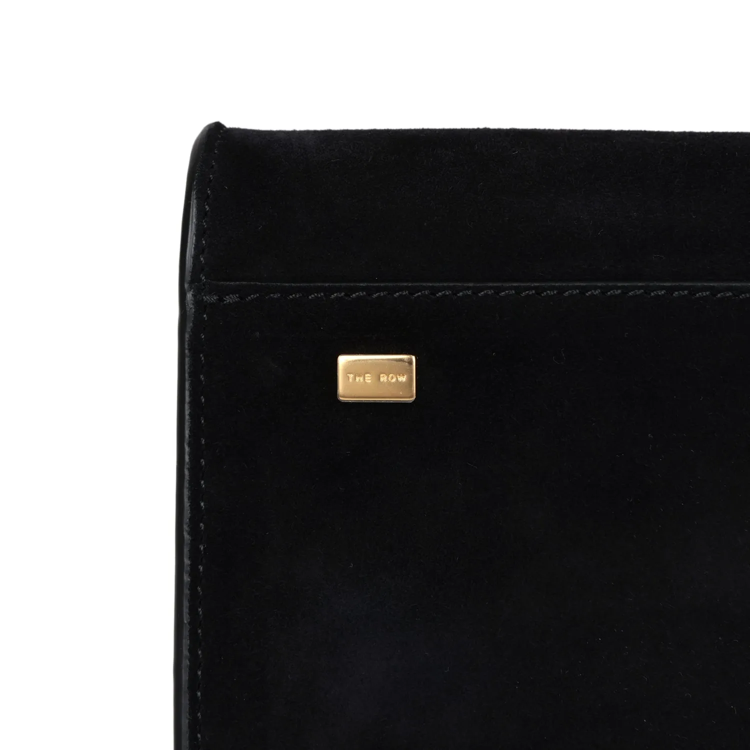 The Row Soft Margaux 10 Bag Black Suede Gold Hardware