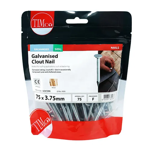 TIMco Galvinised Clout Nails 75mm