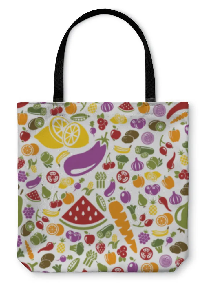 Tote Bag, Fruits And Vegetable Pattern