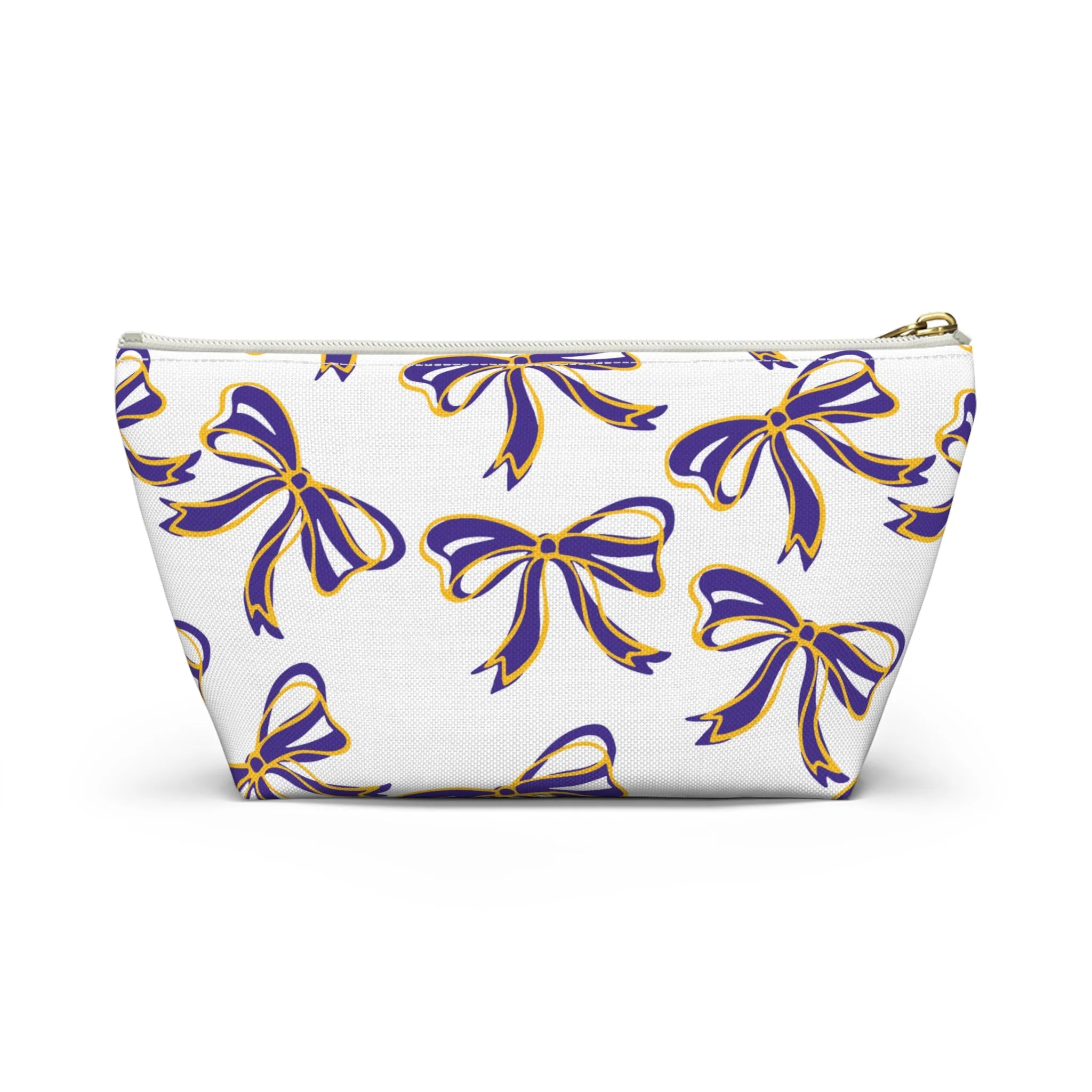 Trendy Bow Makeup Bag - Graduation Gift, Bed Party Gift, Acceptance Gift, College Gift, LSU, LSU Tigers, Purple and Gold