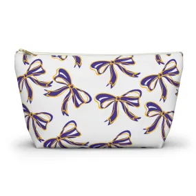 Trendy Bow Makeup Bag - Graduation Gift, Bed Party Gift, Acceptance Gift, College Gift, LSU, LSU Tigers, Purple and Gold