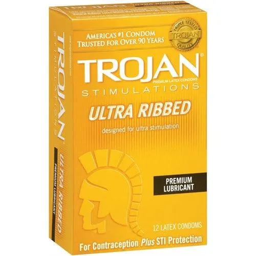 Trojan Stimulations Ulta Ribbed - 12 Pack