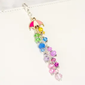 Umbrella Charm with Pastel Rainbow Crystal Dangle