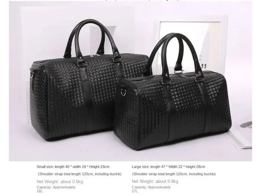 Unisex Black Woven Bag for Business Trip Carry On and Travel