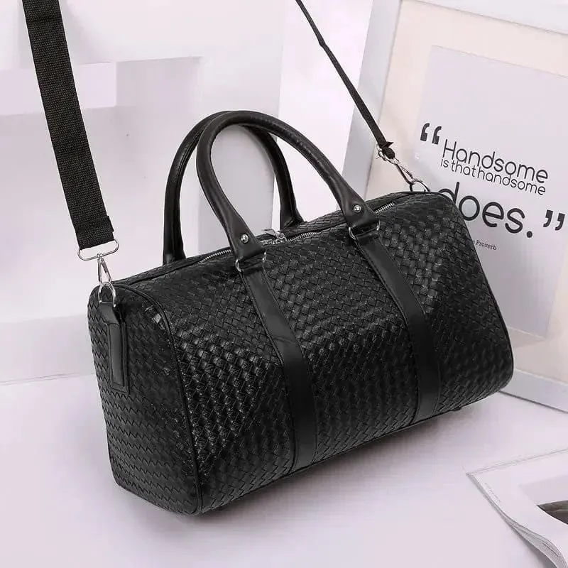 Unisex Black Woven Bag for Business Trip Carry On and Travel