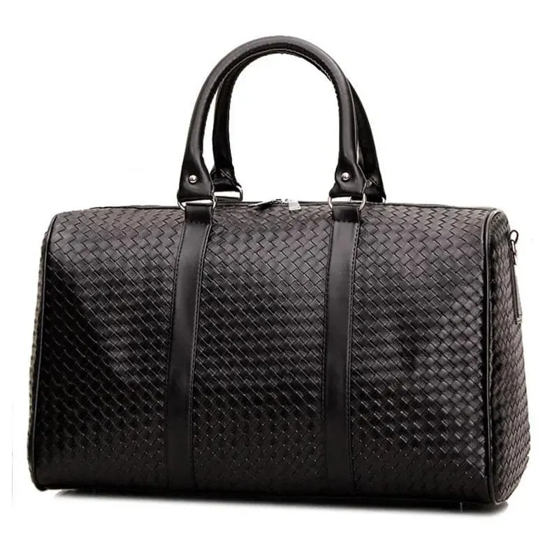 Unisex Black Woven Bag for Business Trip Carry On and Travel