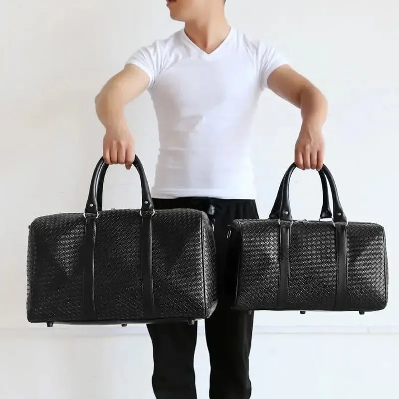 Unisex Black Woven Bag for Business Trip Carry On and Travel