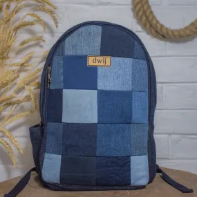 Upcycled Random Denim & Felt Travel Backpack Bags