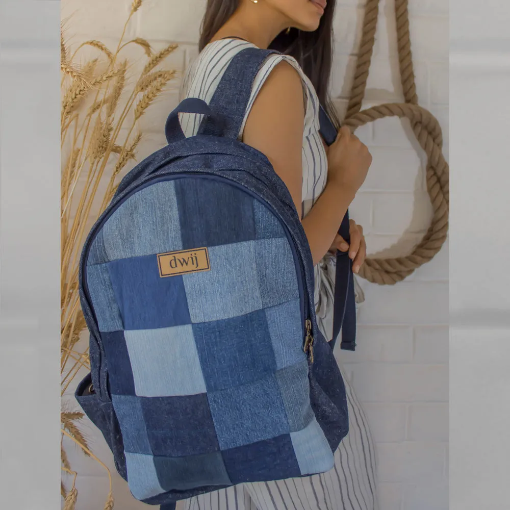 Upcycled Random Denim & Felt Travel Backpack Bags