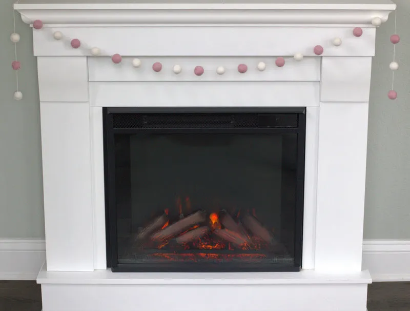 Valentine's Day Felt Ball Garland- Baby Pink & White