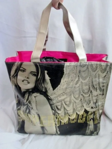 VICTORIA'S SECRET SUPERMODEL TOTE Market Bag Beach Book Shopper Carryall SILVER