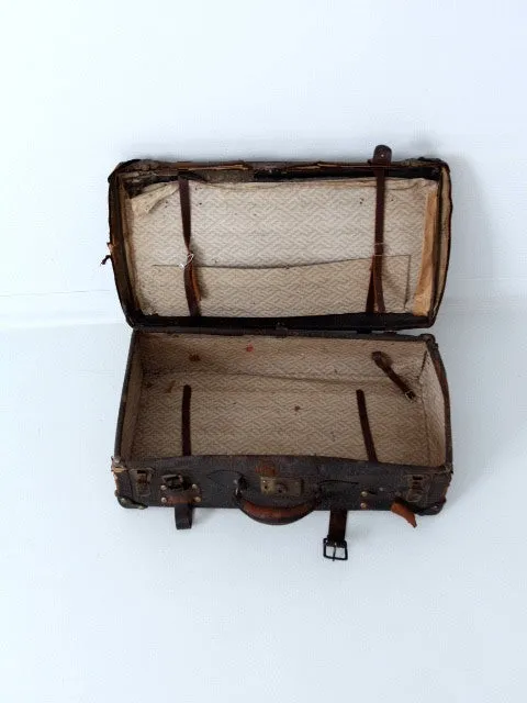 vintage black leather suitcase