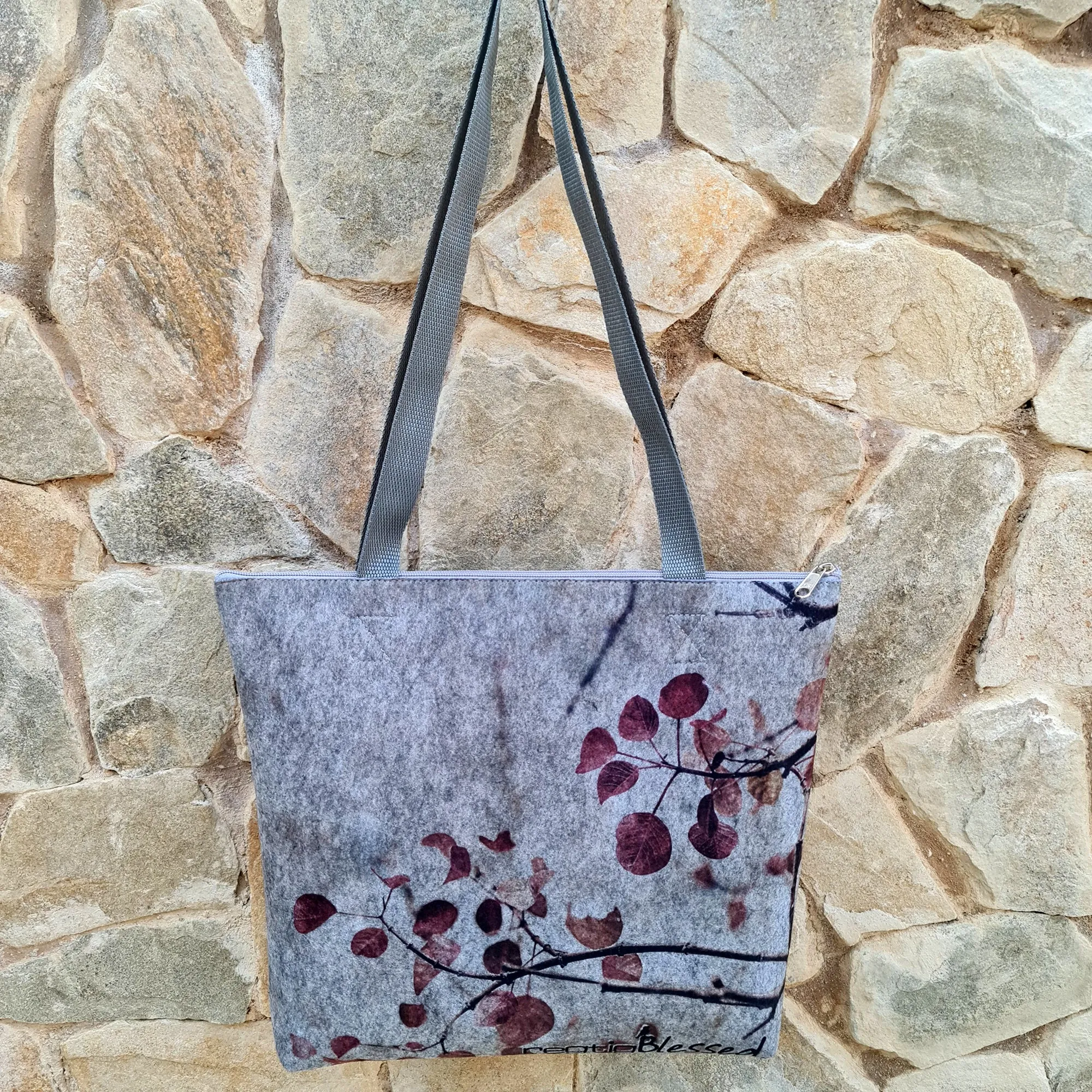 Vintage Leaves - Recycled Felt Tote Bag