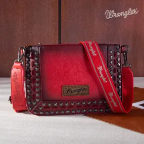 WG65-2004S  Wrangler Rivets Studded Wristlet/ Crossbody - Red