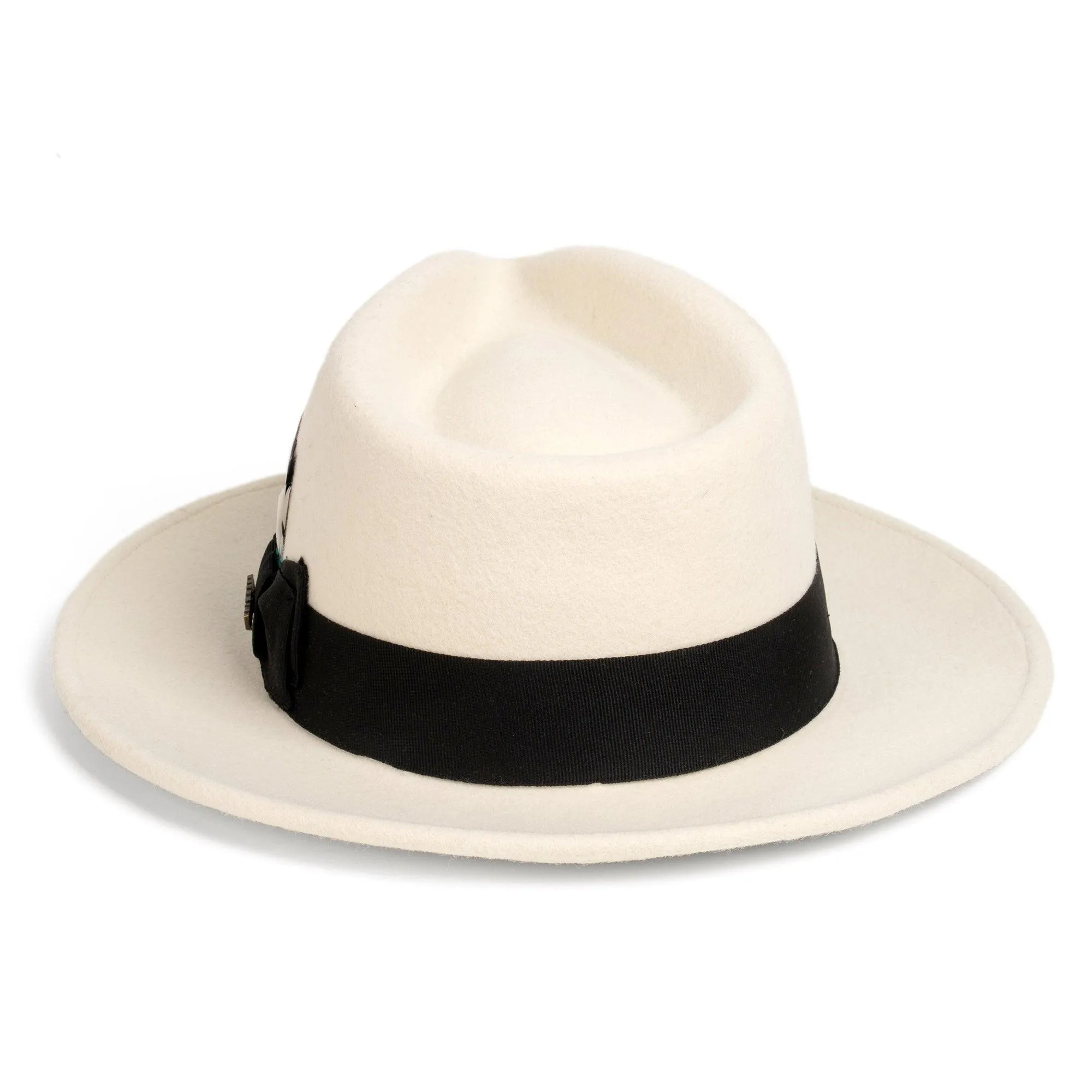 White & Black Fedora 100% Australian Wool Crushable Hat