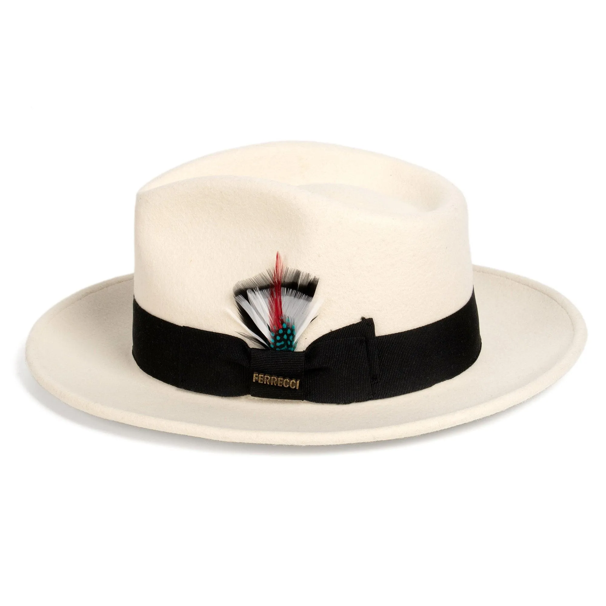 White & Black Fedora 100% Australian Wool Crushable Hat