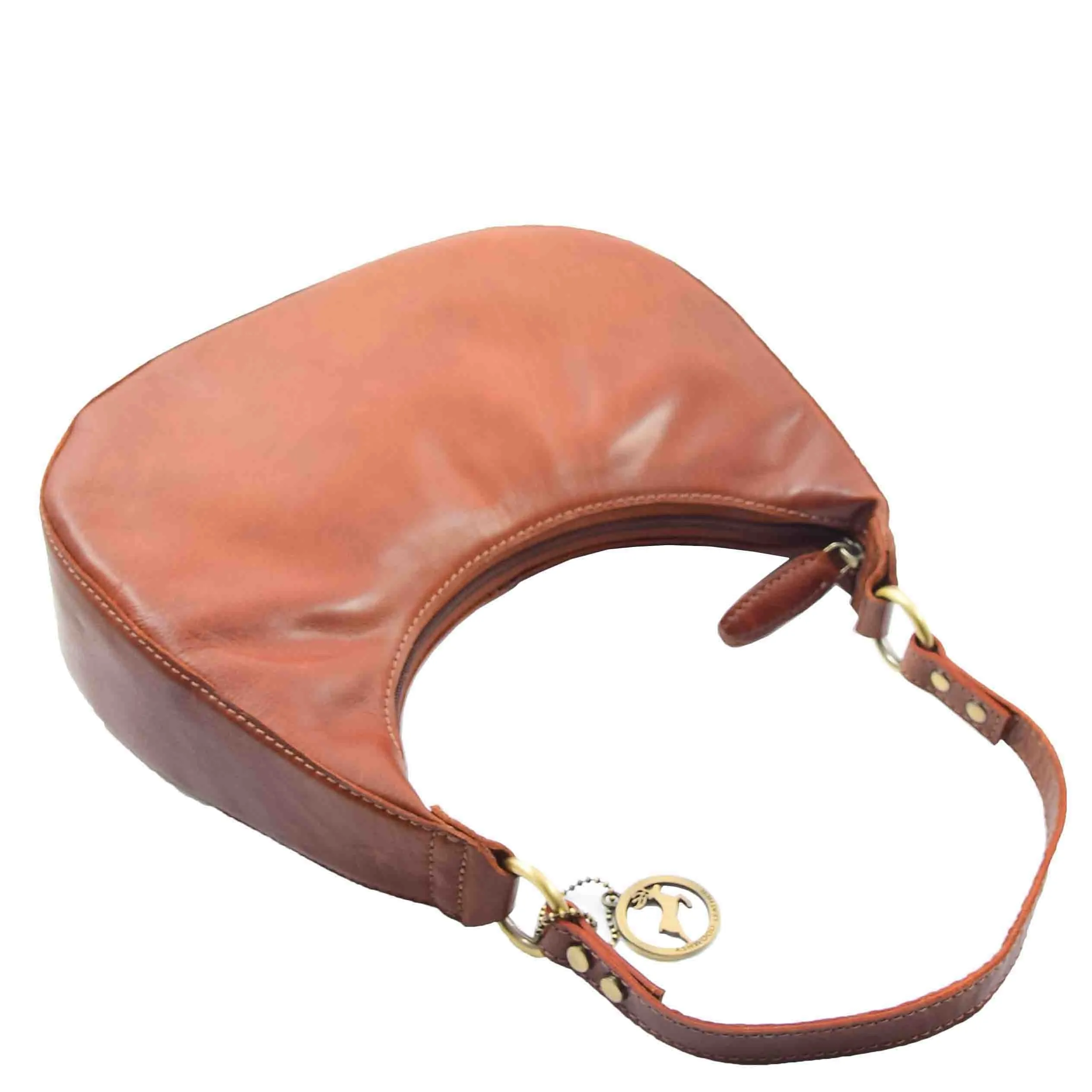 Womens Classic Leather Shoulder Hobo Bag Bruges Chestnut