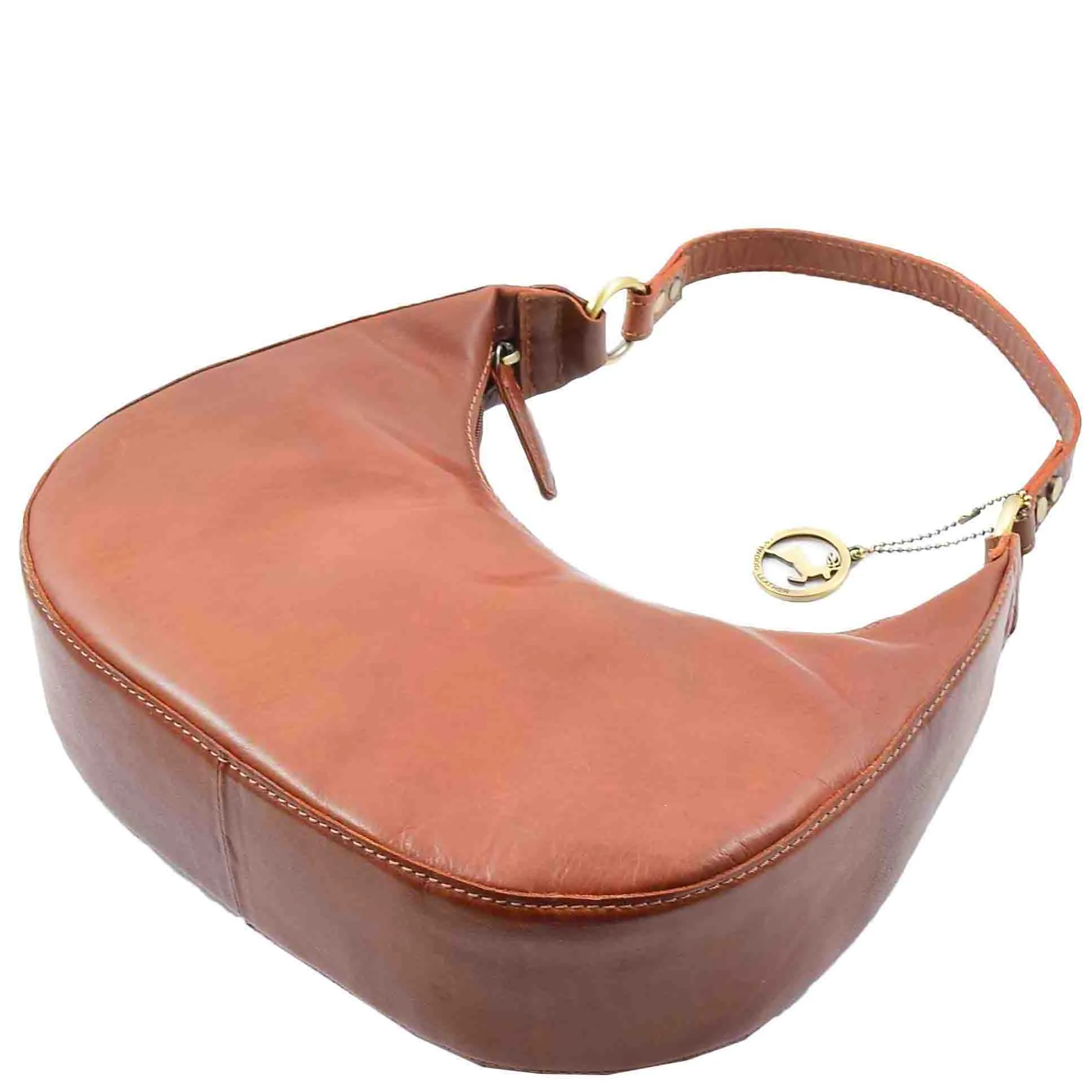 Womens Classic Leather Shoulder Hobo Bag Bruges Chestnut