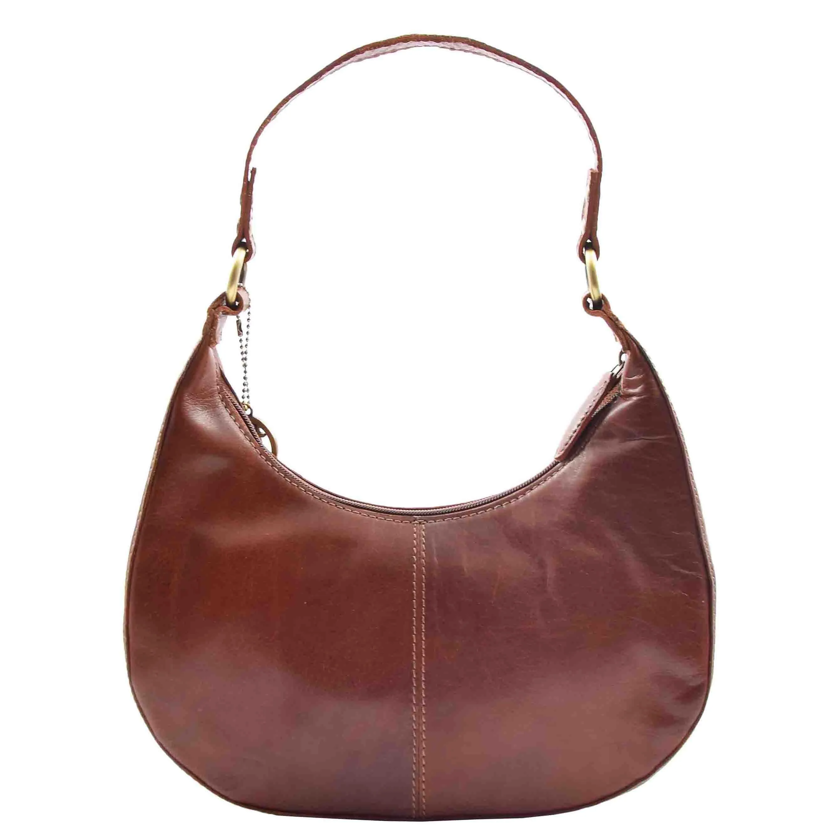 Womens Classic Leather Shoulder Hobo Bag Bruges Chestnut