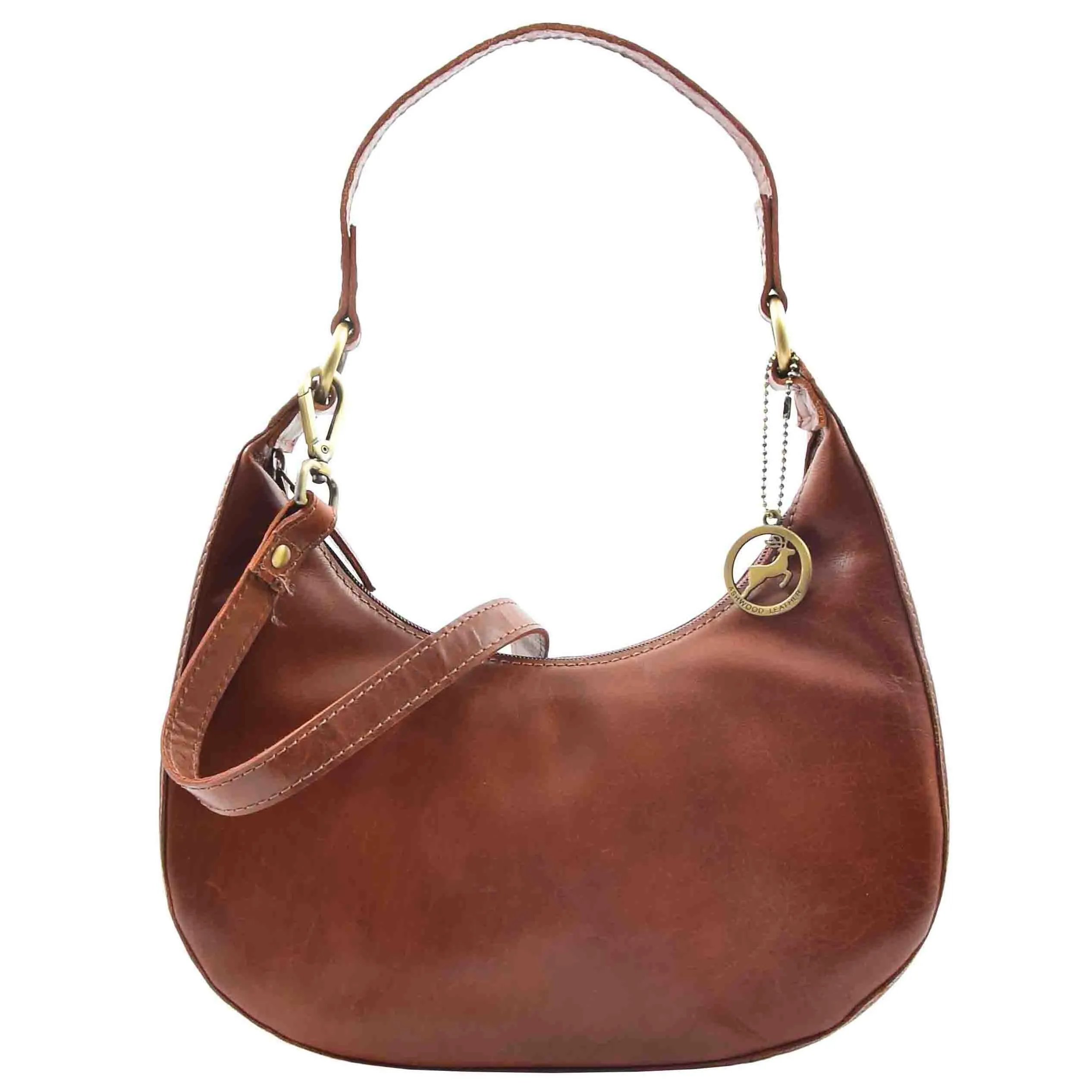 Womens Classic Leather Shoulder Hobo Bag Bruges Chestnut