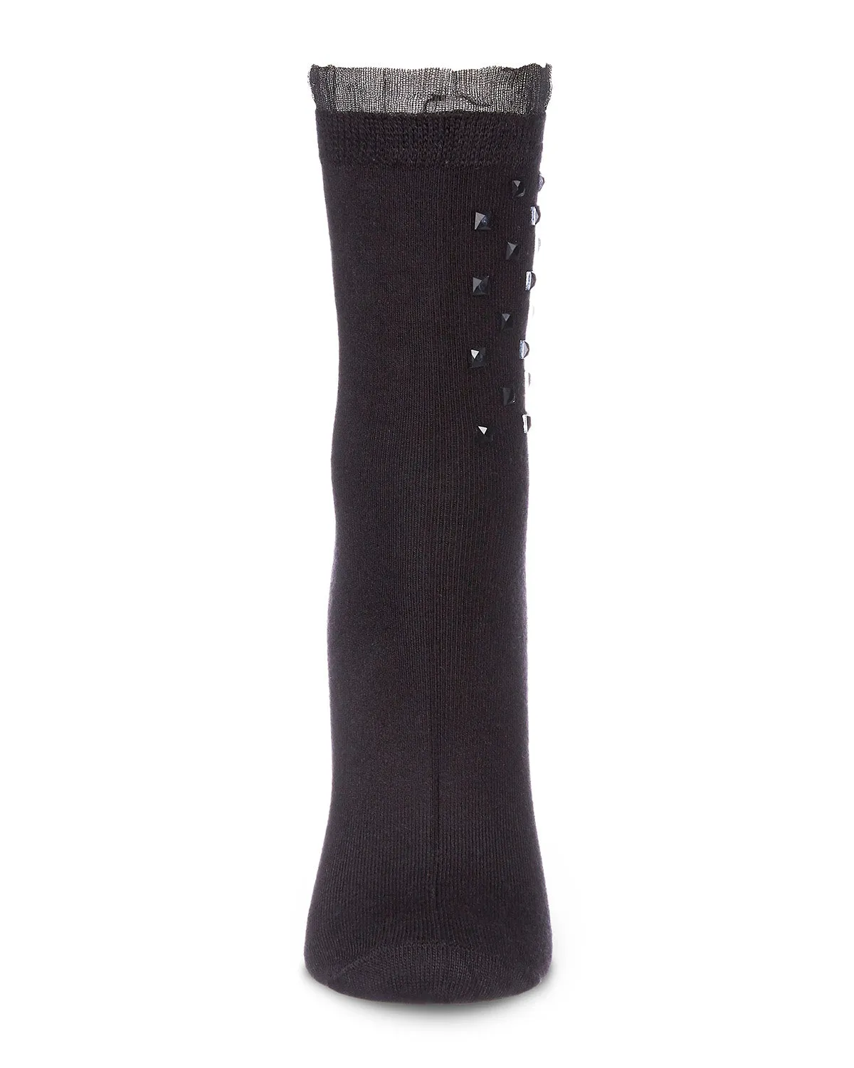 Women's Punk Rock Studded Bamboo Blend Fashion Crew Sock