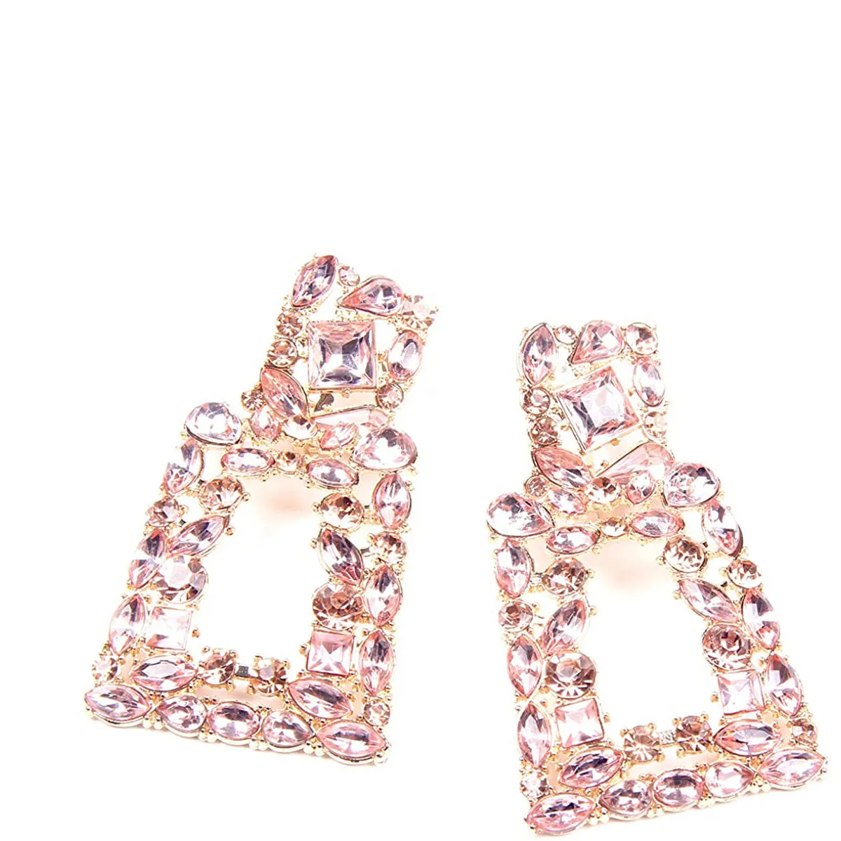 Women's Rhinestone Rectangle Drop Earrings