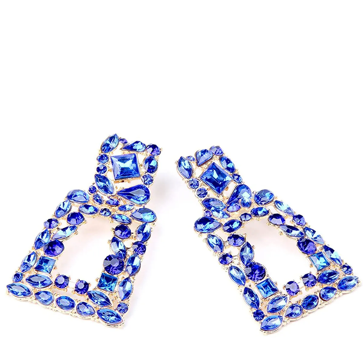 Women's Rhinestone Rectangle Drop Earrings