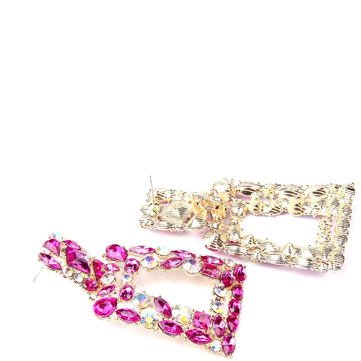 Women's Rhinestone Rectangle Drop Earrings