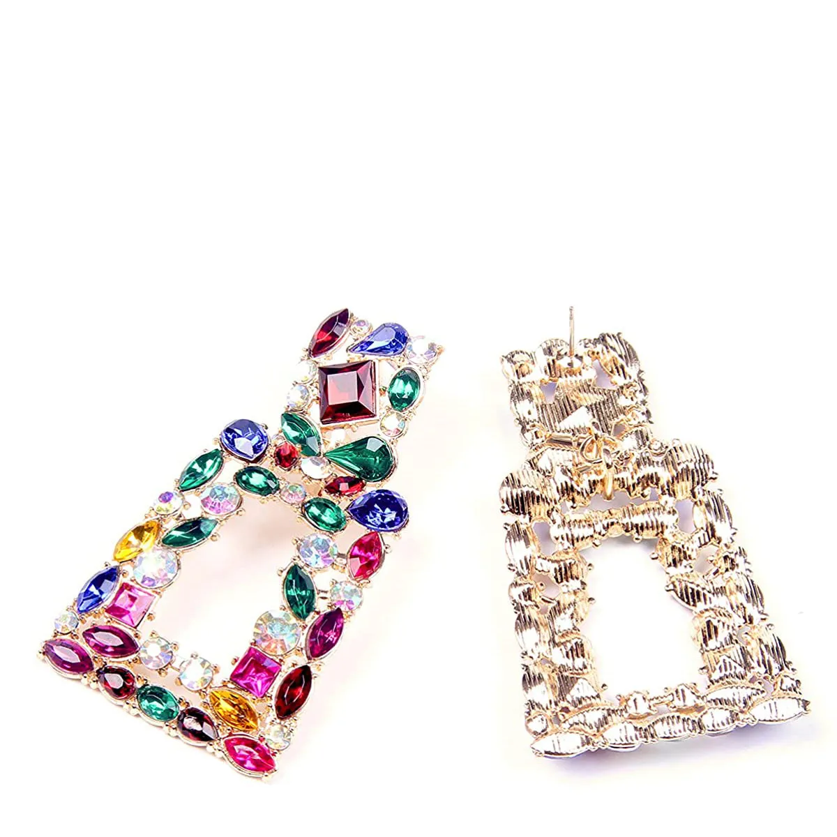 Women's Rhinestone Rectangle Drop Earrings