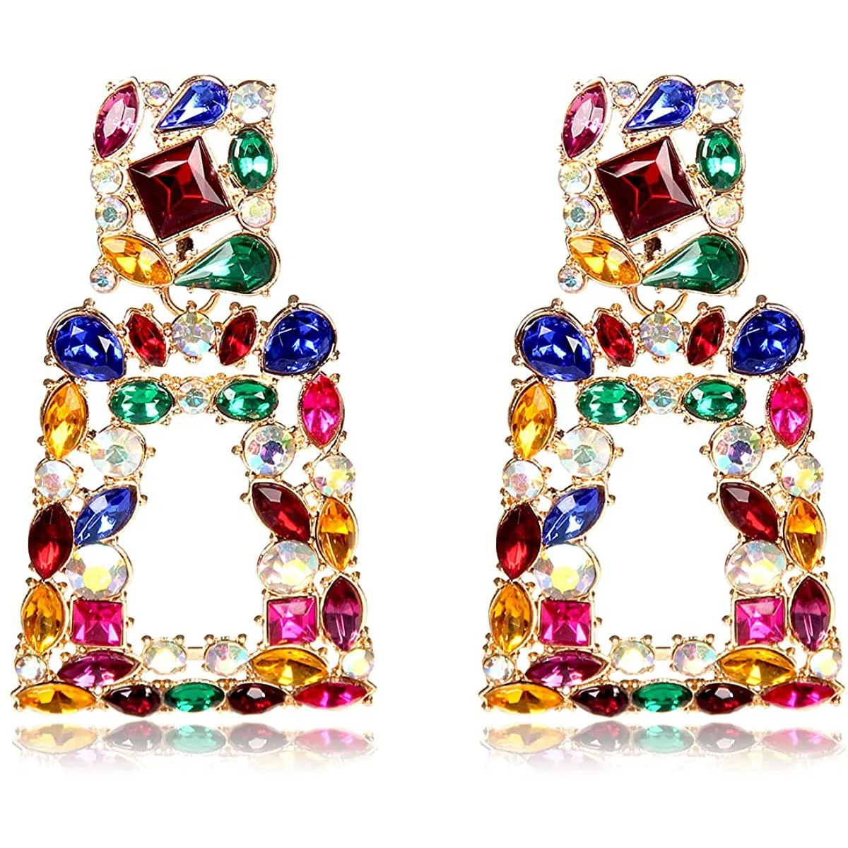 Women's Rhinestone Rectangle Drop Earrings