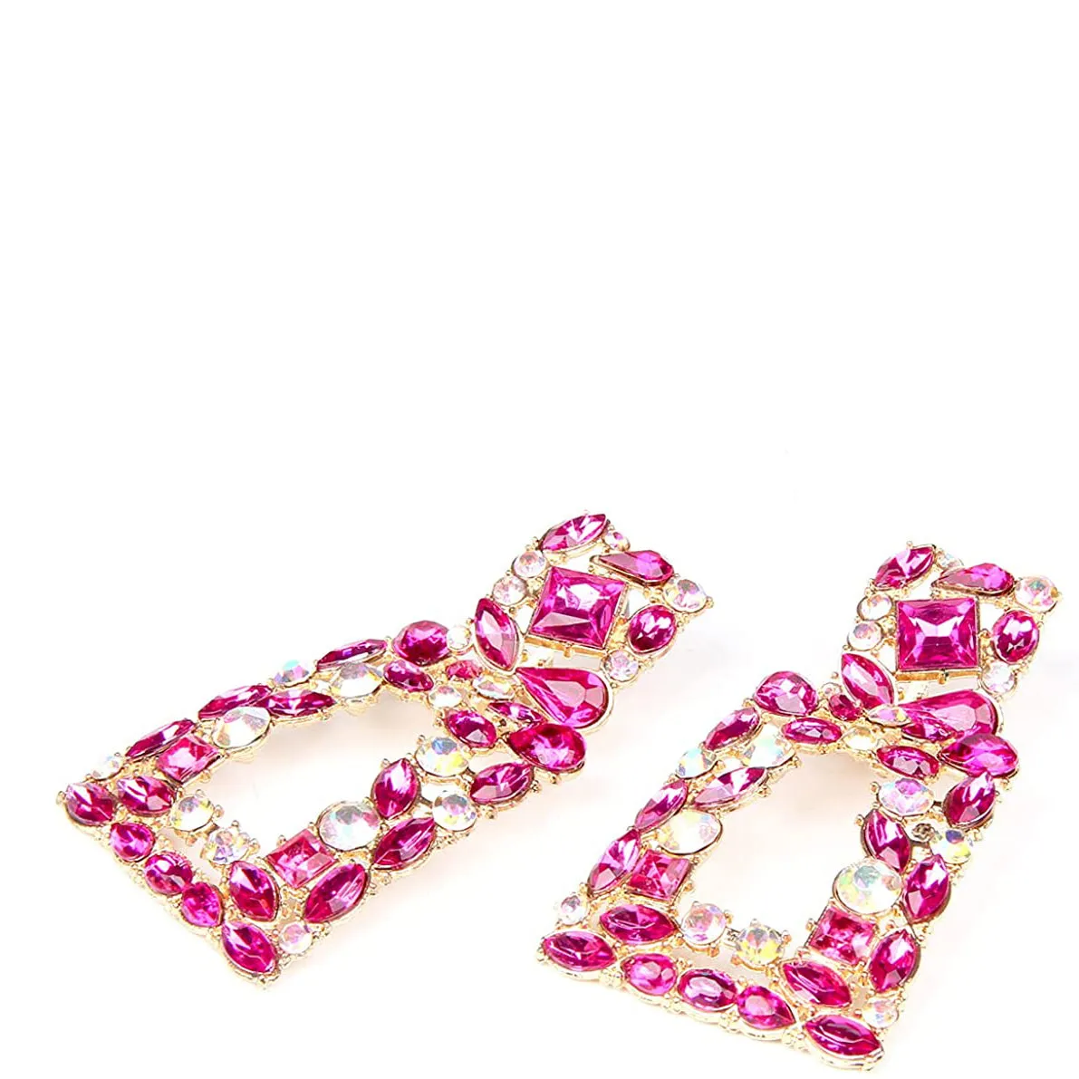 Women's Rhinestone Rectangle Drop Earrings