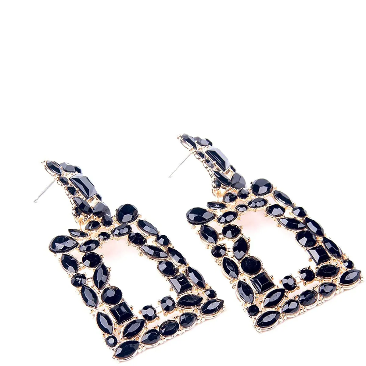 Women's Rhinestone Rectangle Drop Earrings