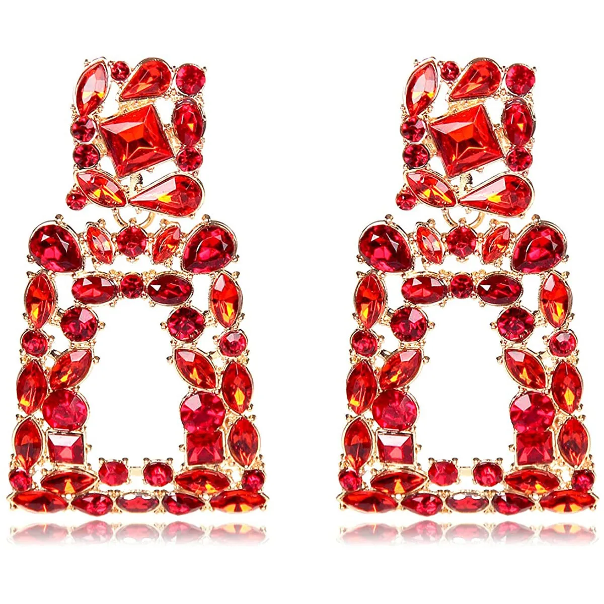 Women's Rhinestone Rectangle Drop Earrings