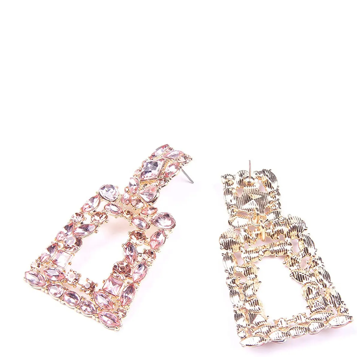 Women's Rhinestone Rectangle Drop Earrings