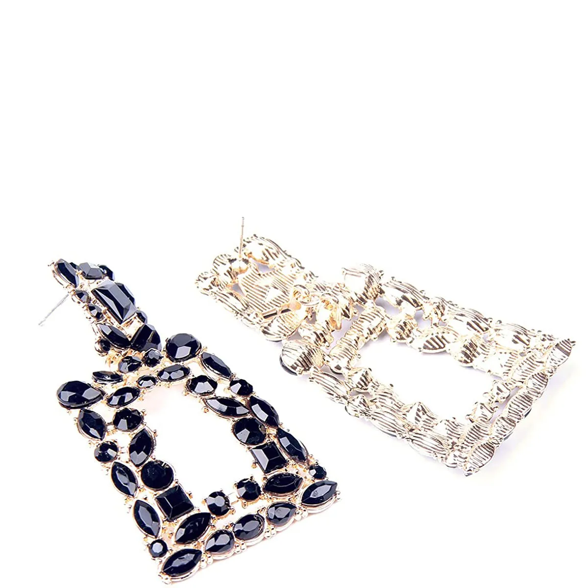 Women's Rhinestone Rectangle Drop Earrings