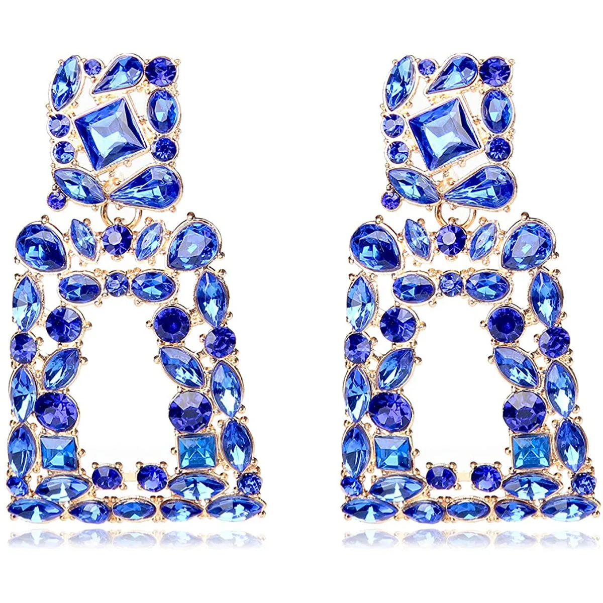 Women's Rhinestone Rectangle Drop Earrings