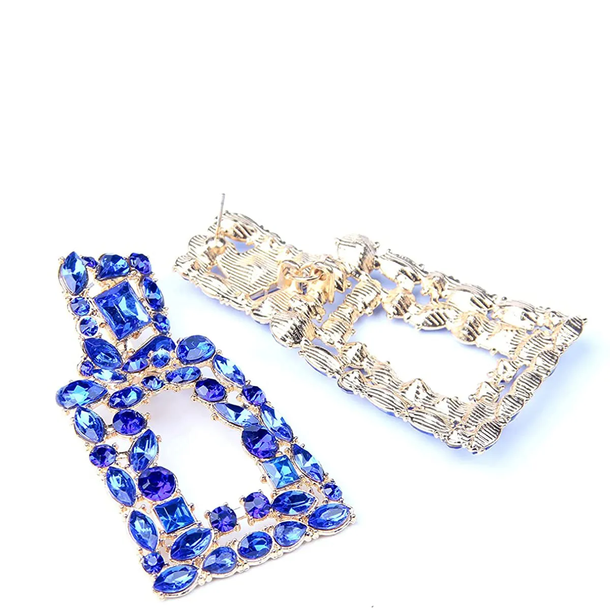 Women's Rhinestone Rectangle Drop Earrings