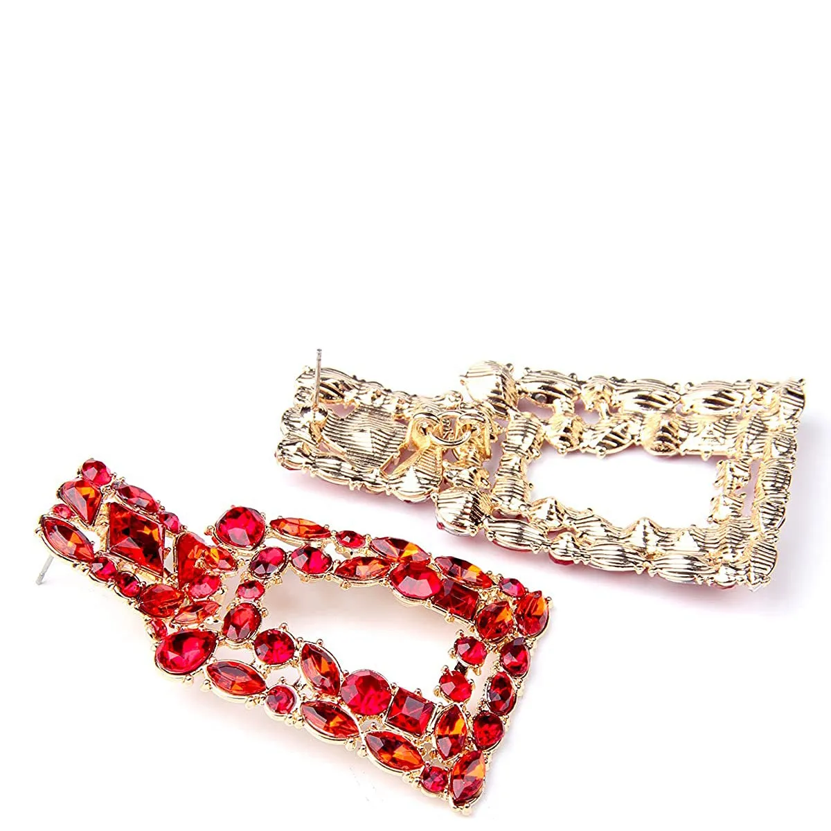 Women's Rhinestone Rectangle Drop Earrings