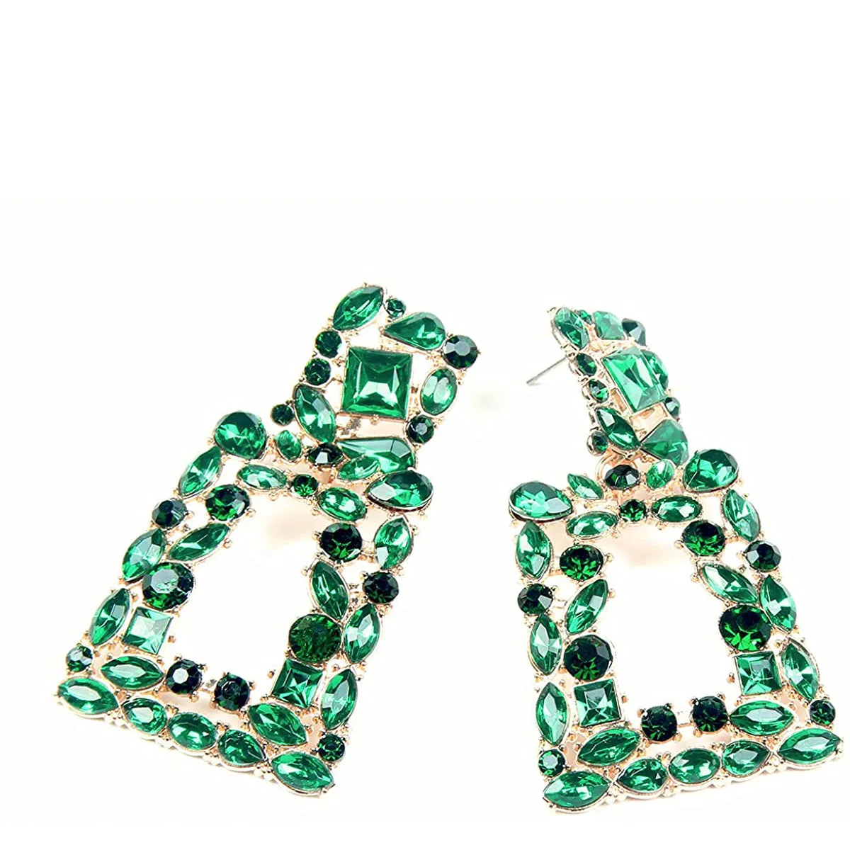 Women's Rhinestone Rectangle Drop Earrings