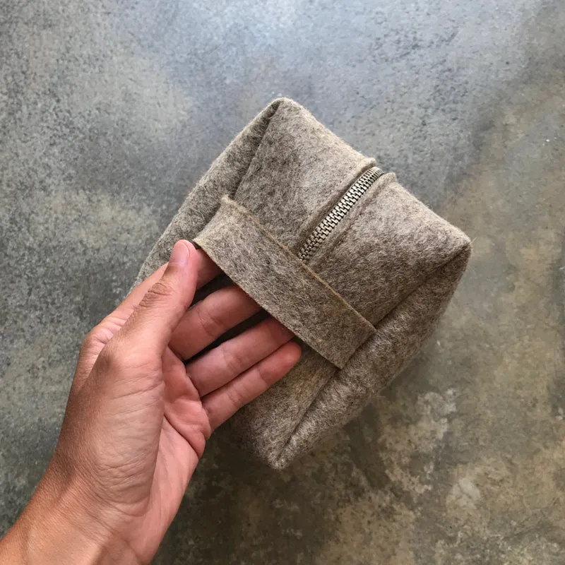 Wool felt travel pouch